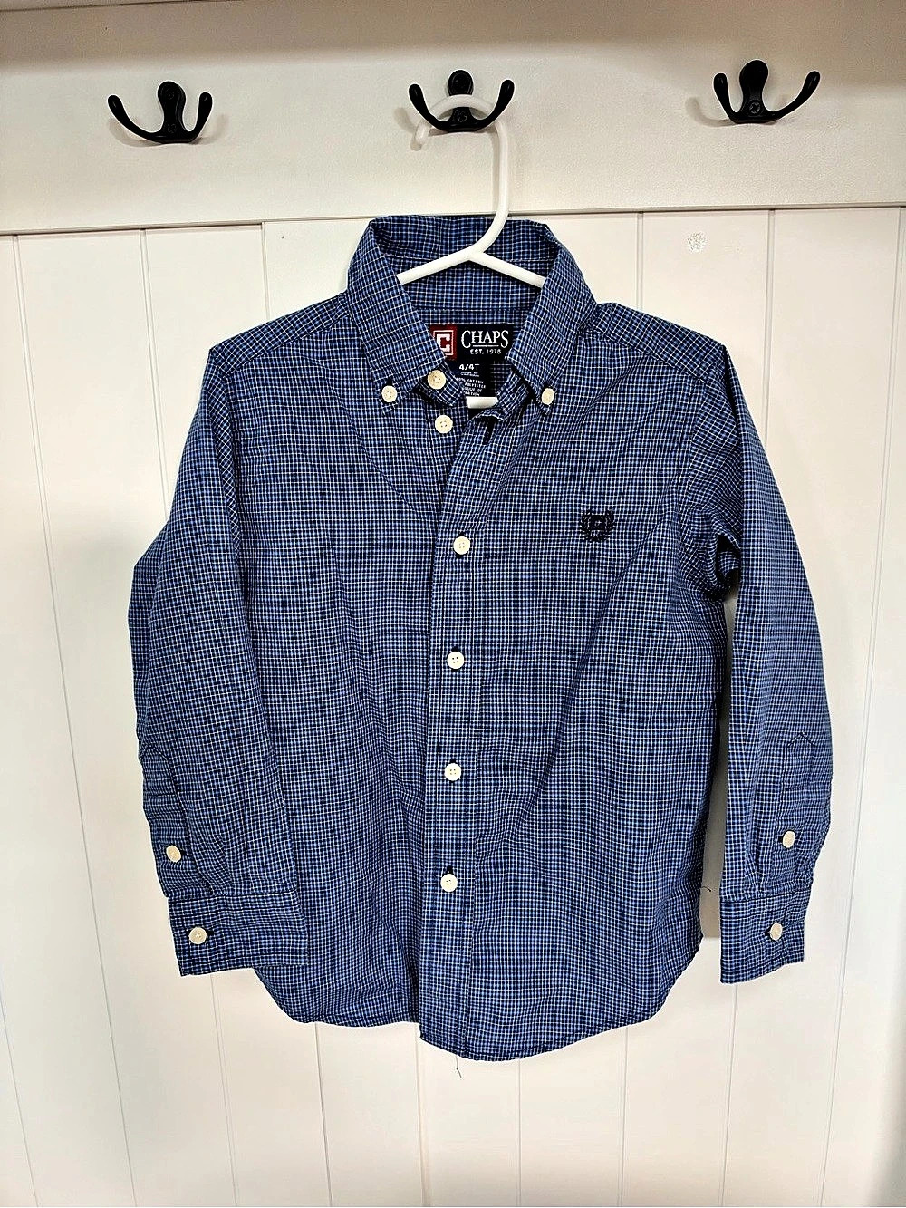 Chaps Boys Checkered Button Down Shirt Size 4T Like New